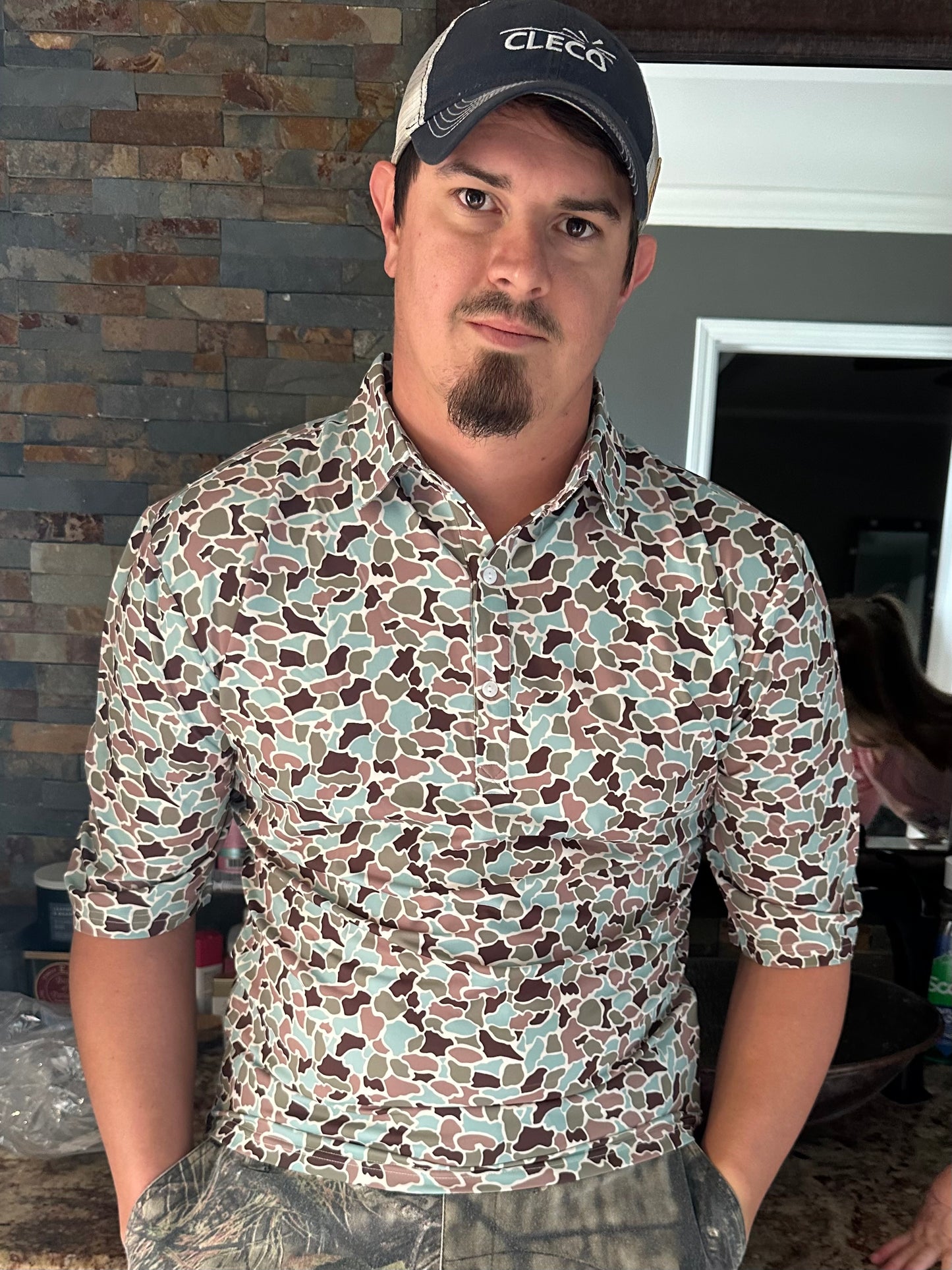 RTS - Adult Old Camo Polo 3/4 Sleeve