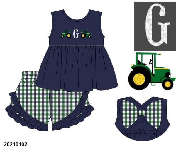RTS - Tractor Girl Short Set