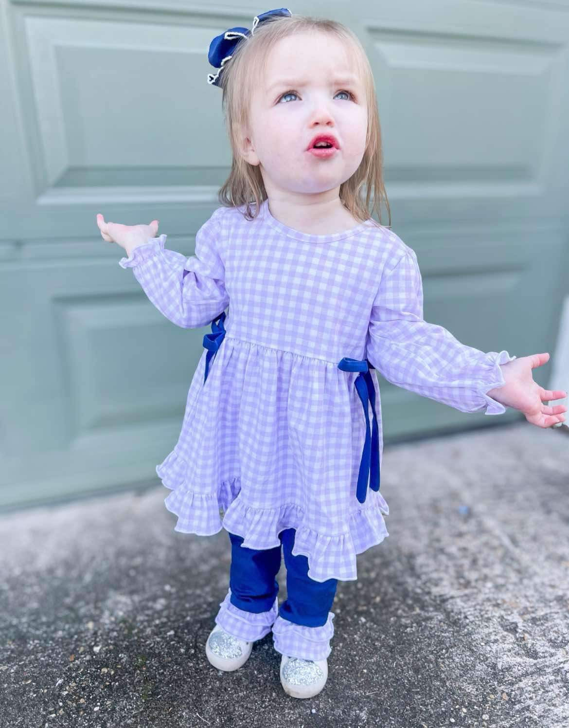 RTS - Purple Gingham Legging Set