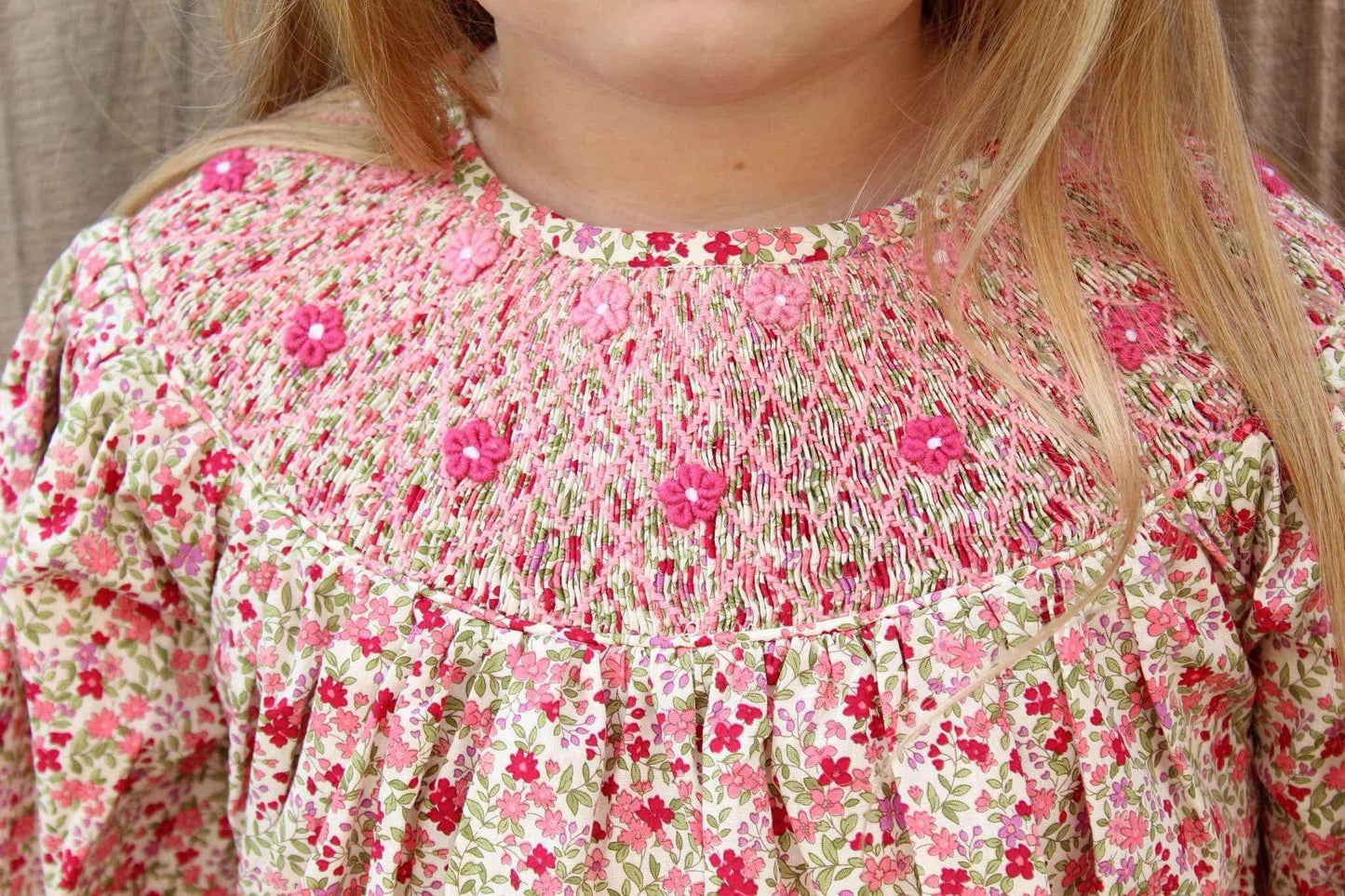 RTS - Hot Pink Floral Smocked Diaper Set