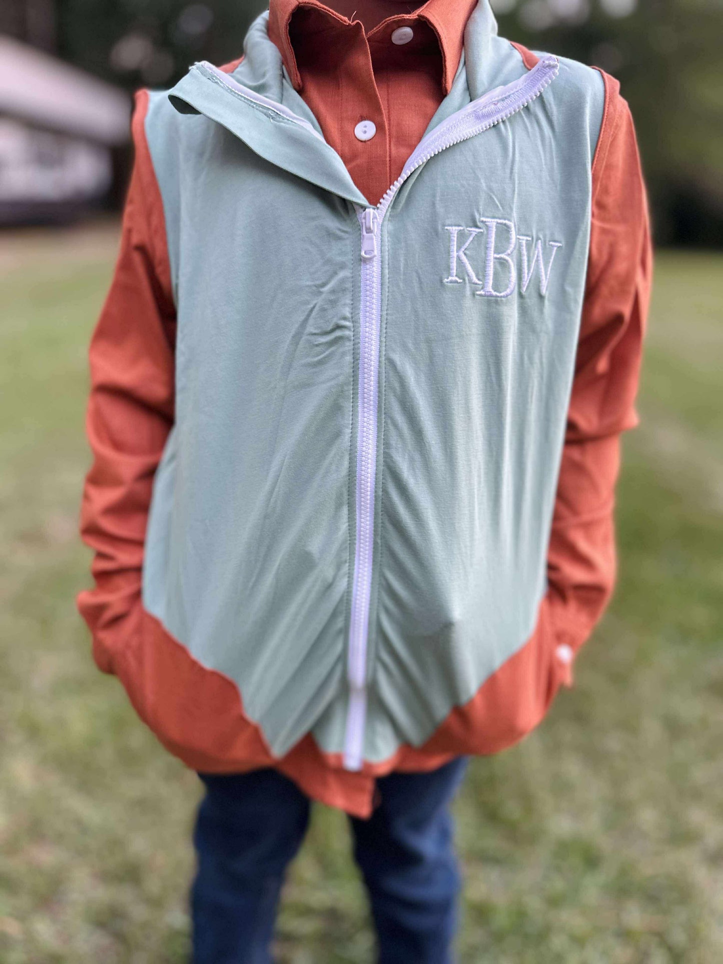 RTS - Fall Green Vest Button Up Set