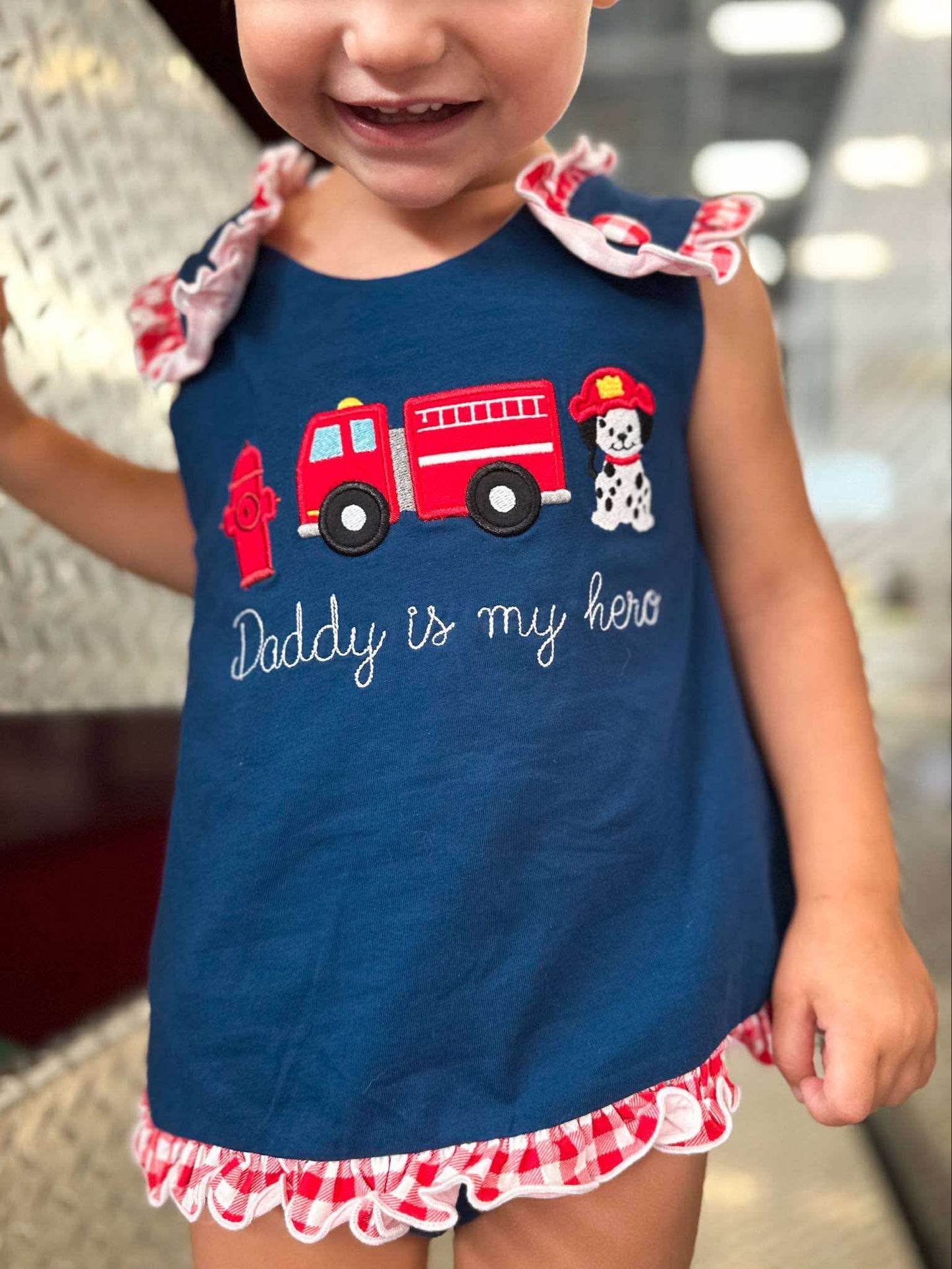 RTS - Firetruck Girl Diaper Set