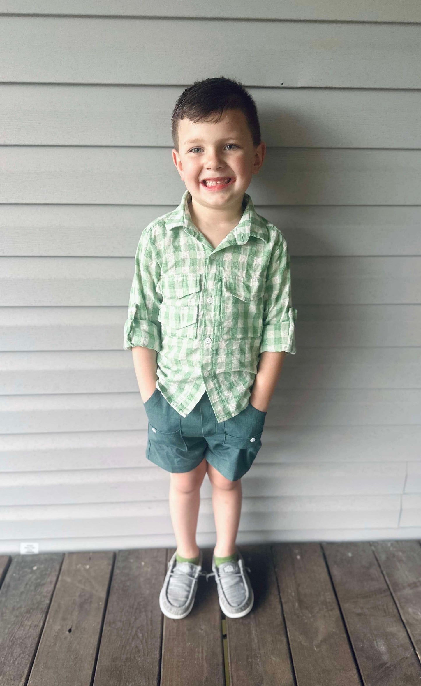 RTS - Green/Blue Fishing Style Short Set (Family Collection)