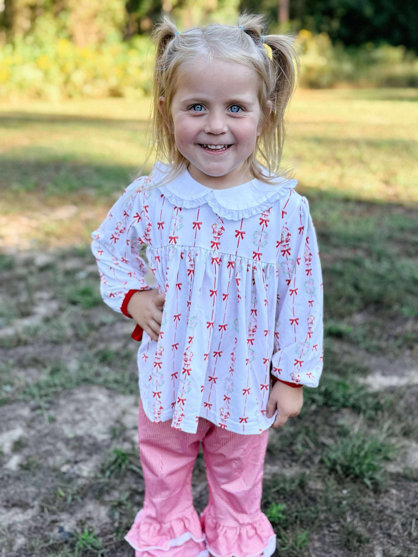 RTS - Red Christmas Bow Pant Set