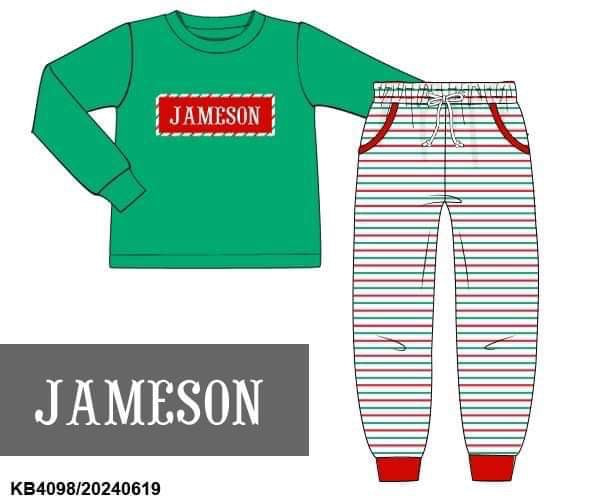 RTS - Custom Christmas Stripes Jogger Set MONO SHEPHERD