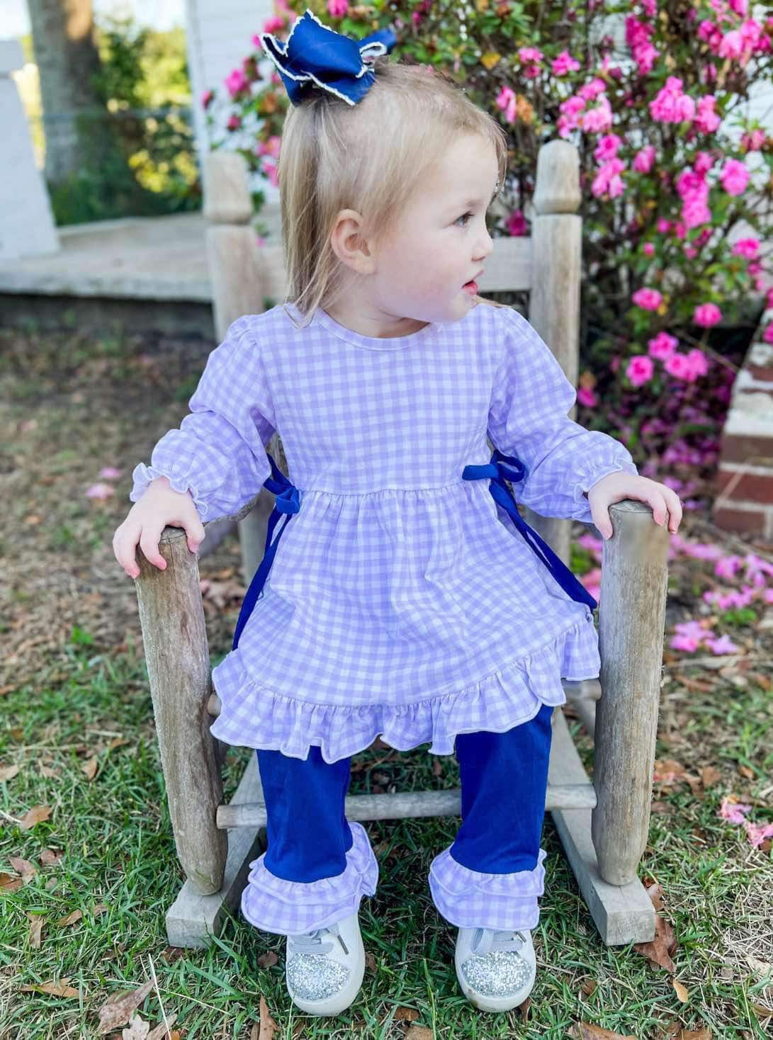 RTS - Purple Gingham Legging Set