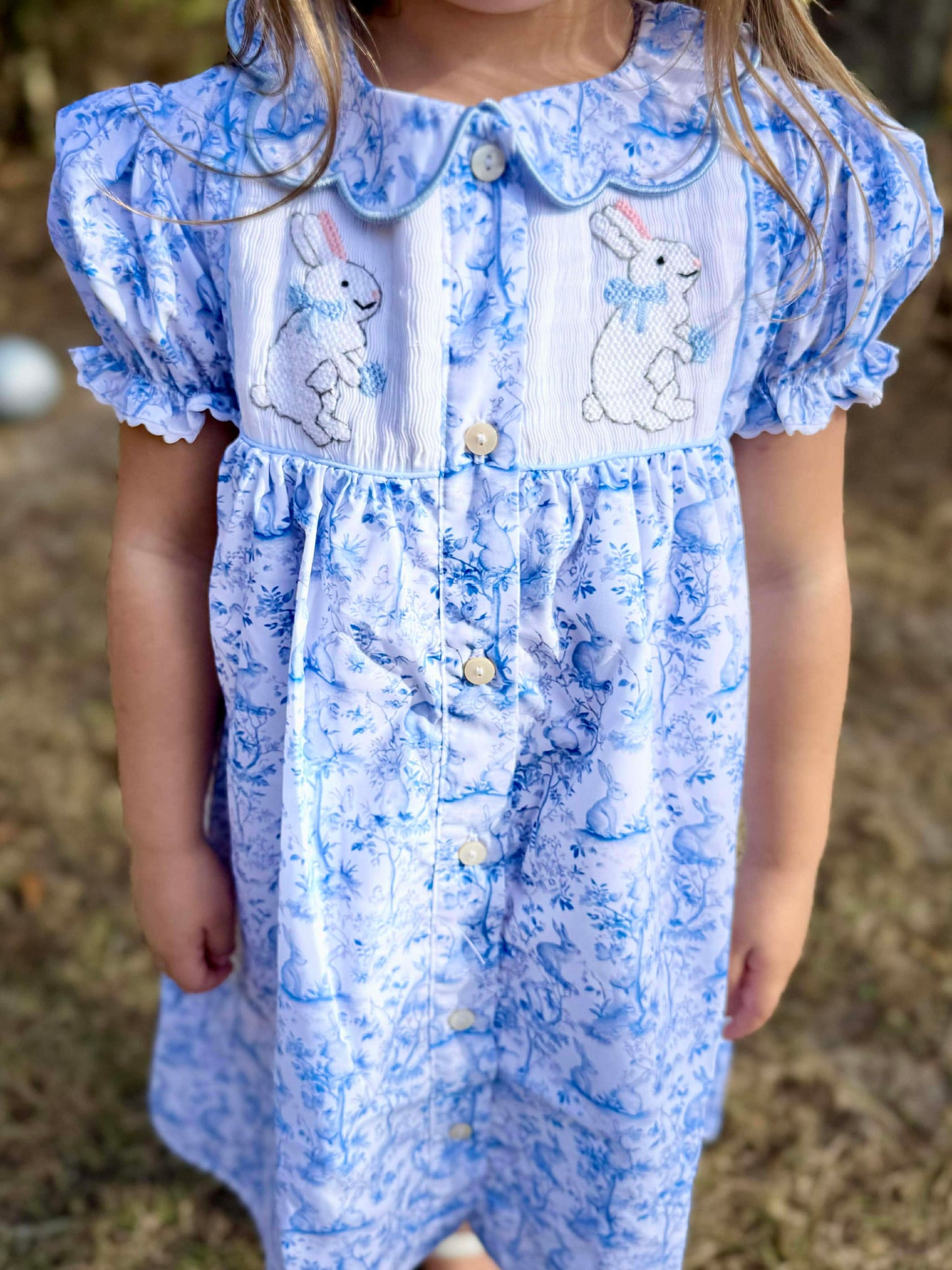 RTS - Blue Bunny Toile Dress