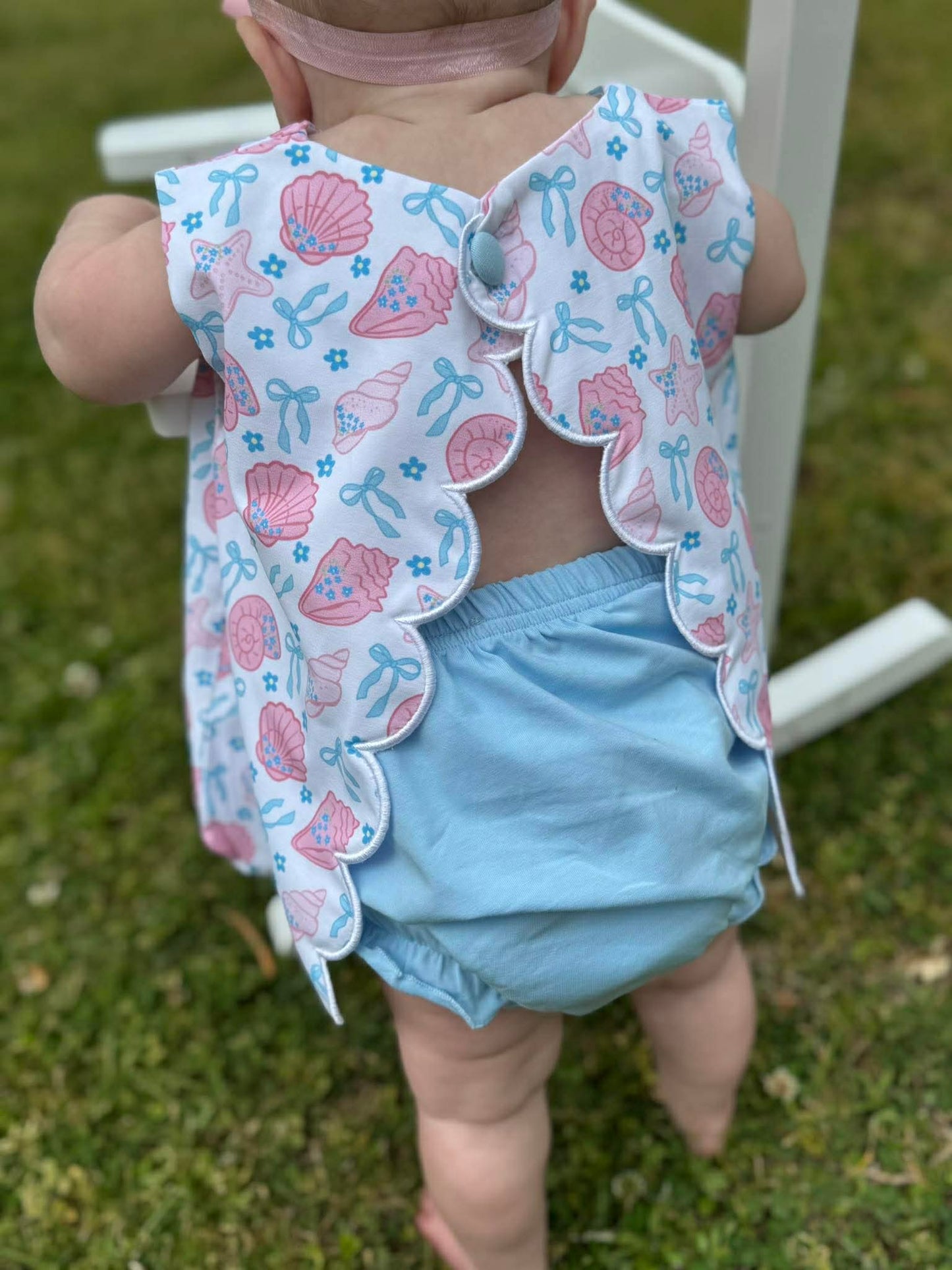 RTS - Bow/Seashell Diaper Set