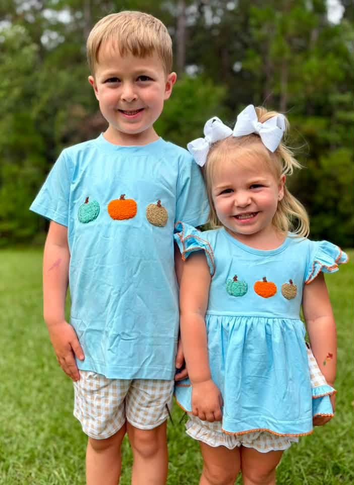 RTS - Boy Pumpkin Trio Short Set