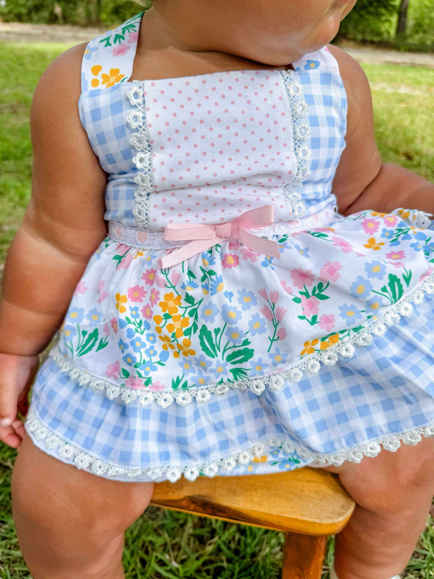 RTS - Yellow/Blue Floral Diaper Set