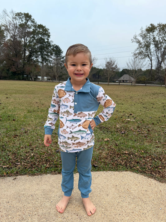 RTS - Fish Print Joggers Set