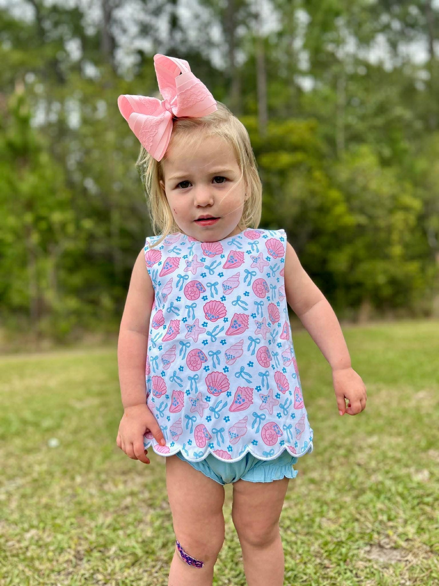 RTS - Bow/Seashell Diaper Set
