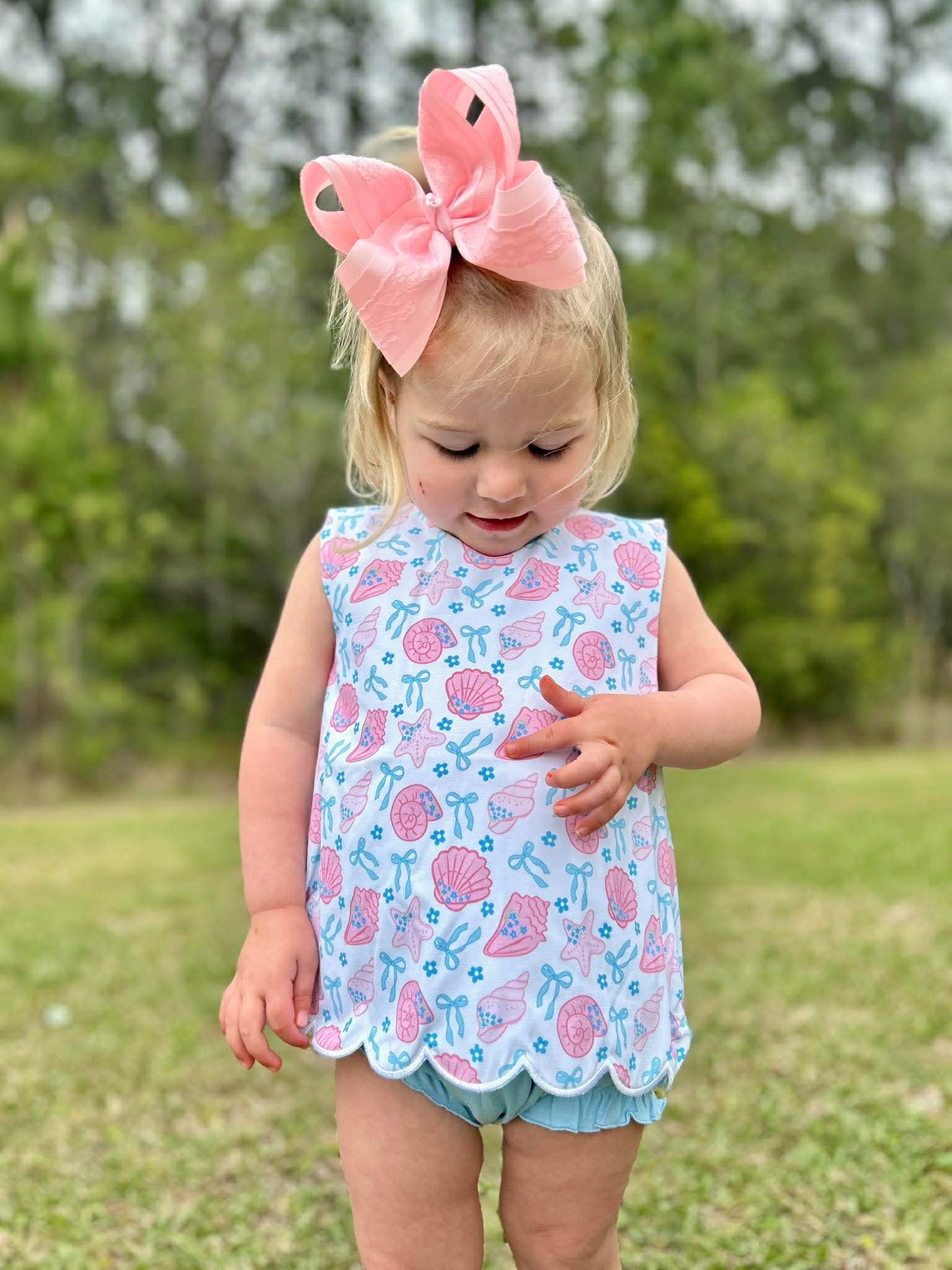 RTS - Bow/Seashell Diaper Set