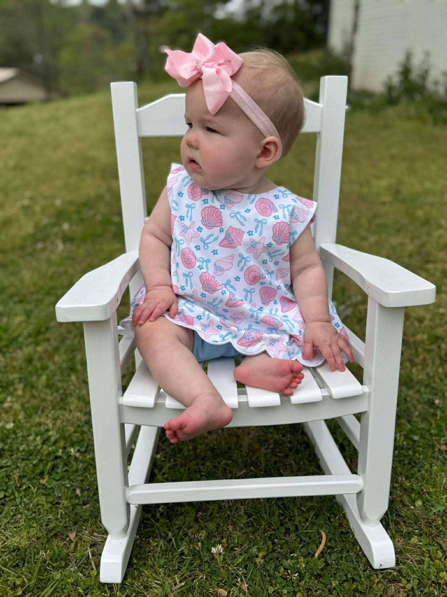 RTS - Bow/Seashell Diaper Set