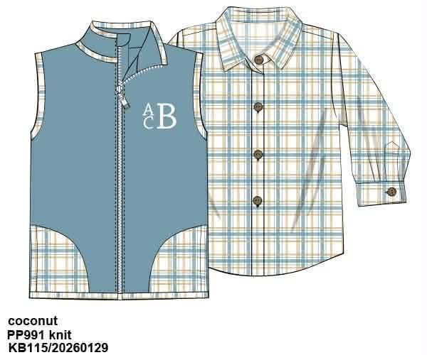 RTS - Plaid Shirt/Vest Set