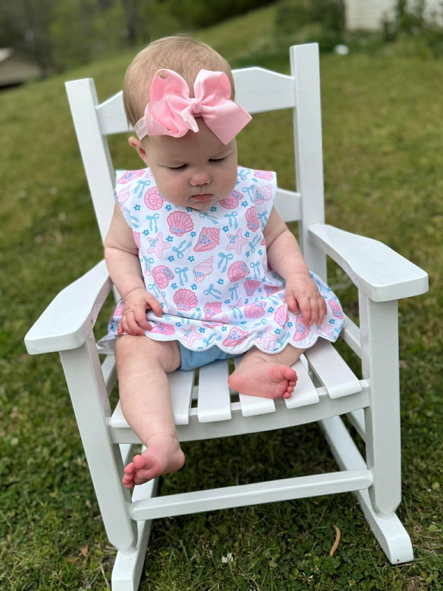 RTS - Bow/Seashell Diaper Set