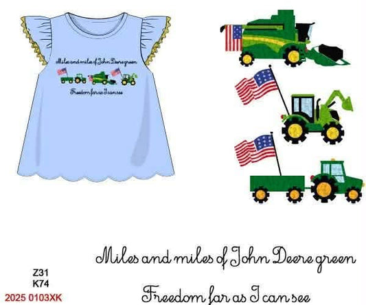 RTS - Girl Green Tractor Tee
