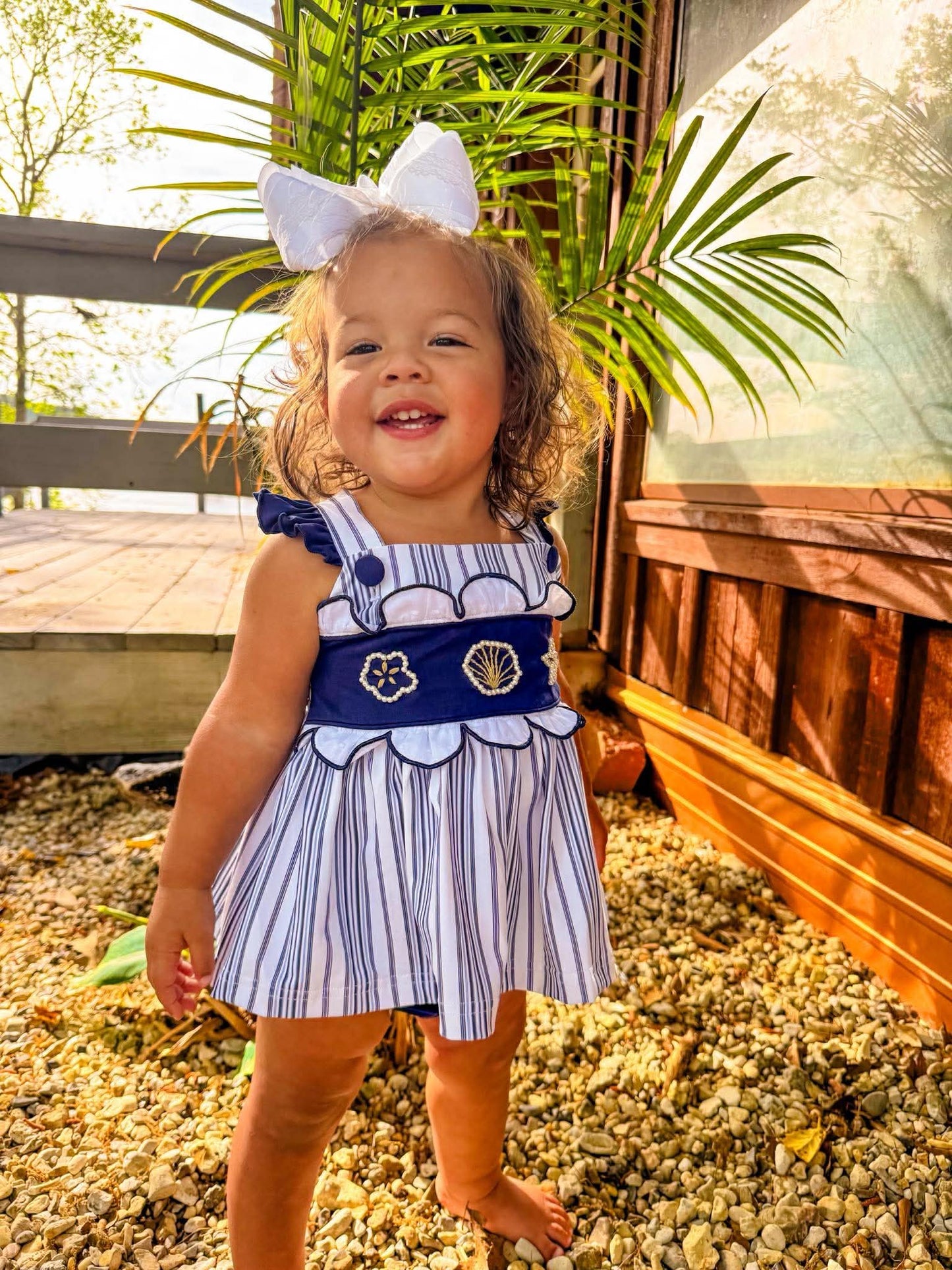RTS - Girl Navy Seashell Diaper Set