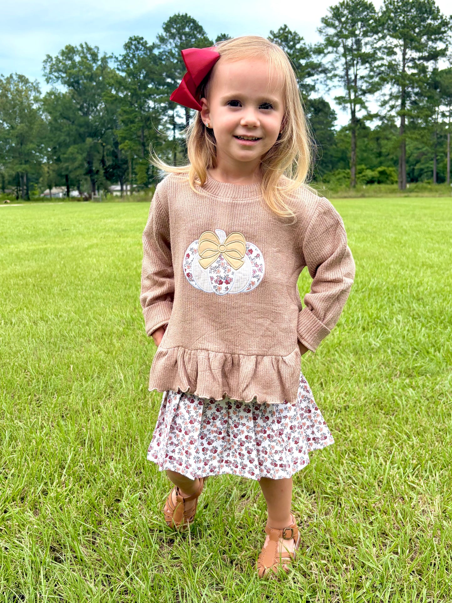 RTS - Floral Pumpkin Skirt Set