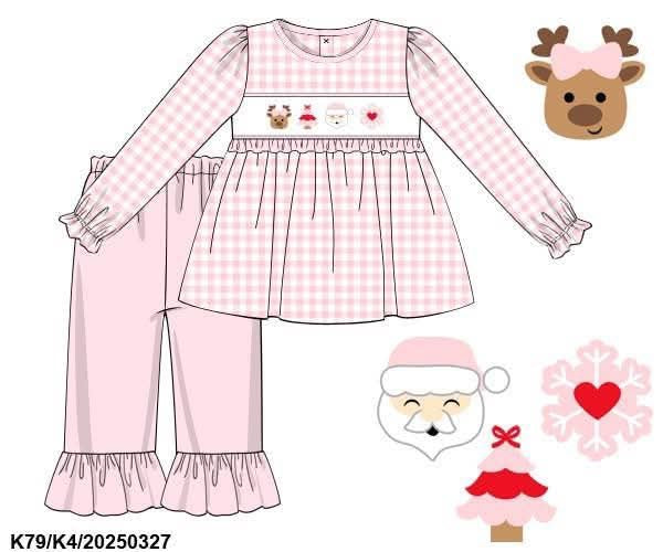 RTS - Pink Santa Smock Set