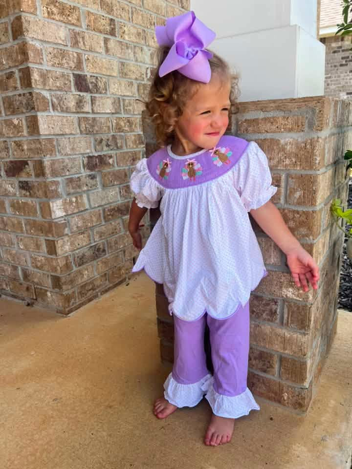 RTS - Girl Turkey Smock Pant Set