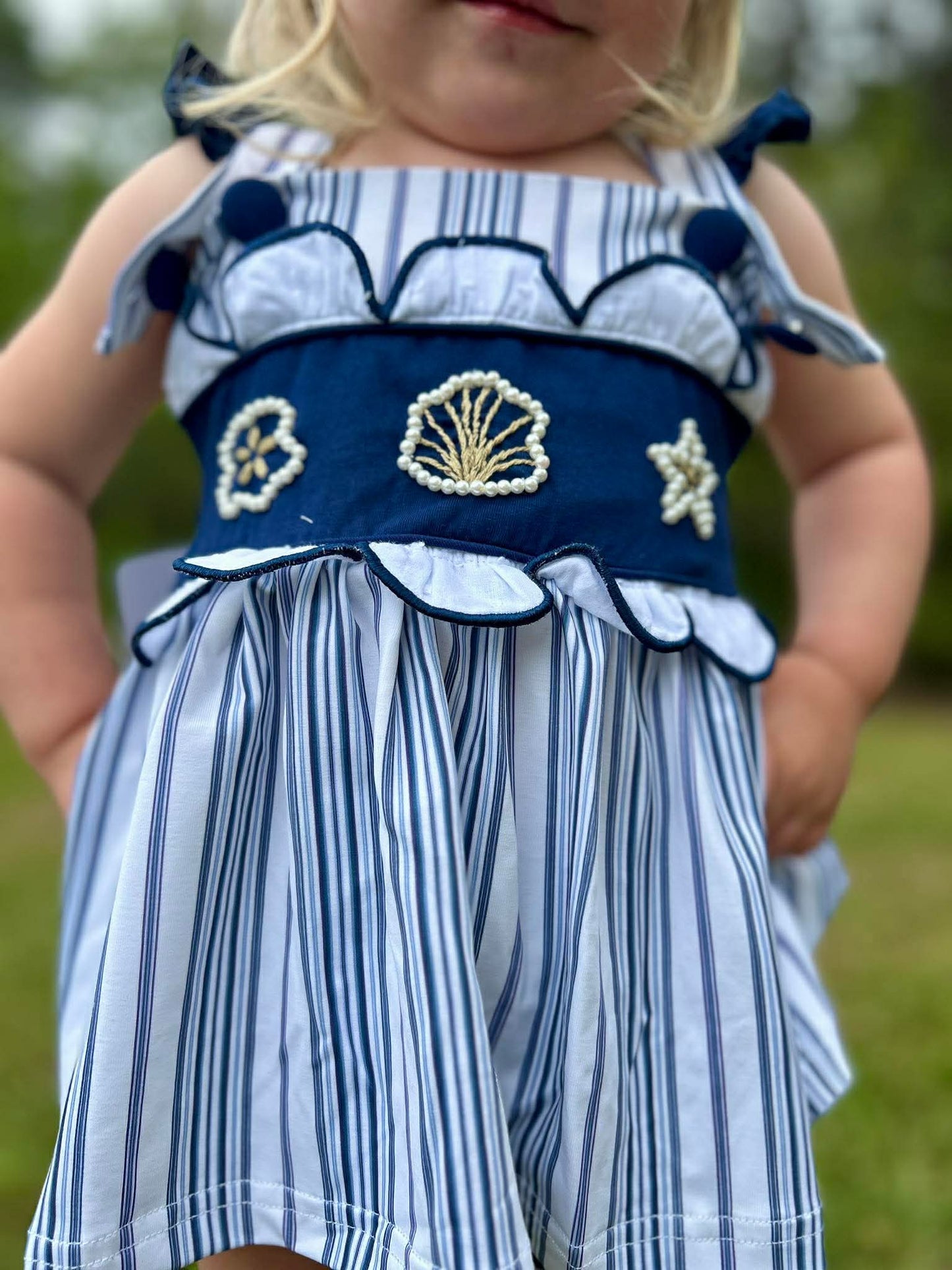 RTS - Girl Navy Seashell Diaper Set