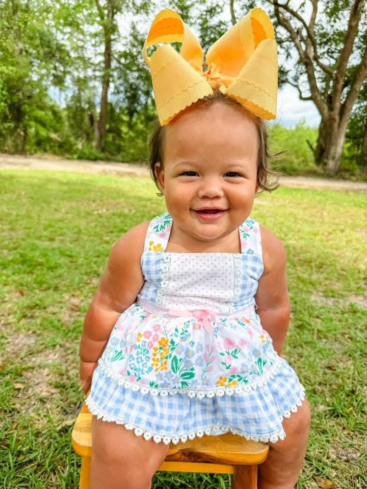 RTS - Yellow/Blue Floral Diaper Set