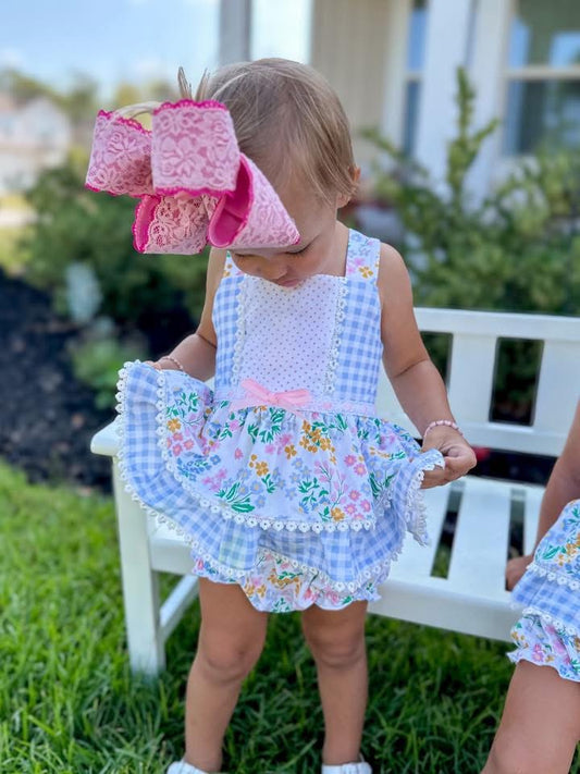 RTS - Yellow/Blue Floral Diaper Set