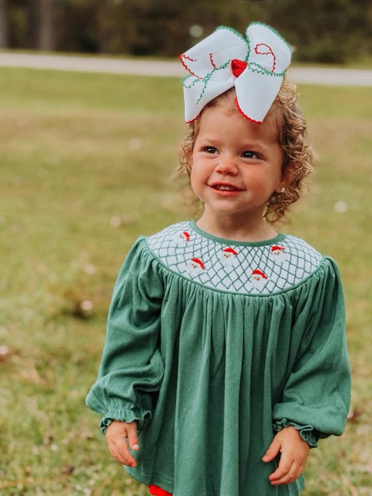 RTS - Green Santa Smock Diaper Set