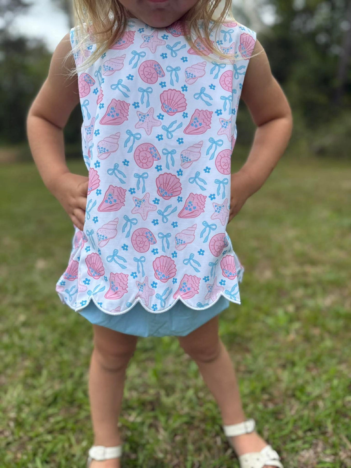 RTS - Bow/Seashell Diaper Set