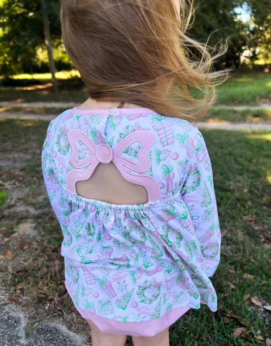 RTS - Pink Present Christmas Diaper Set