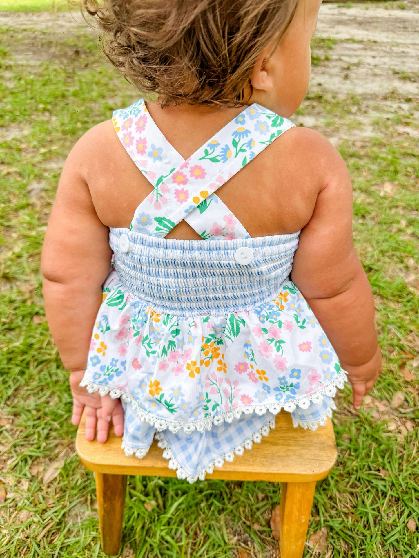 RTS - Yellow/Blue Floral Diaper Set