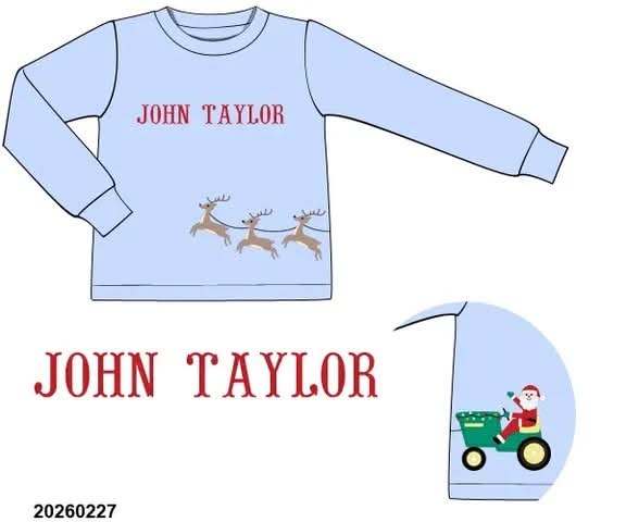 RTS - Blue Santa On Tractor Sleigh Tee