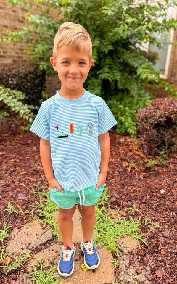 RTS - Boy Mint/Blue Fair Short Set