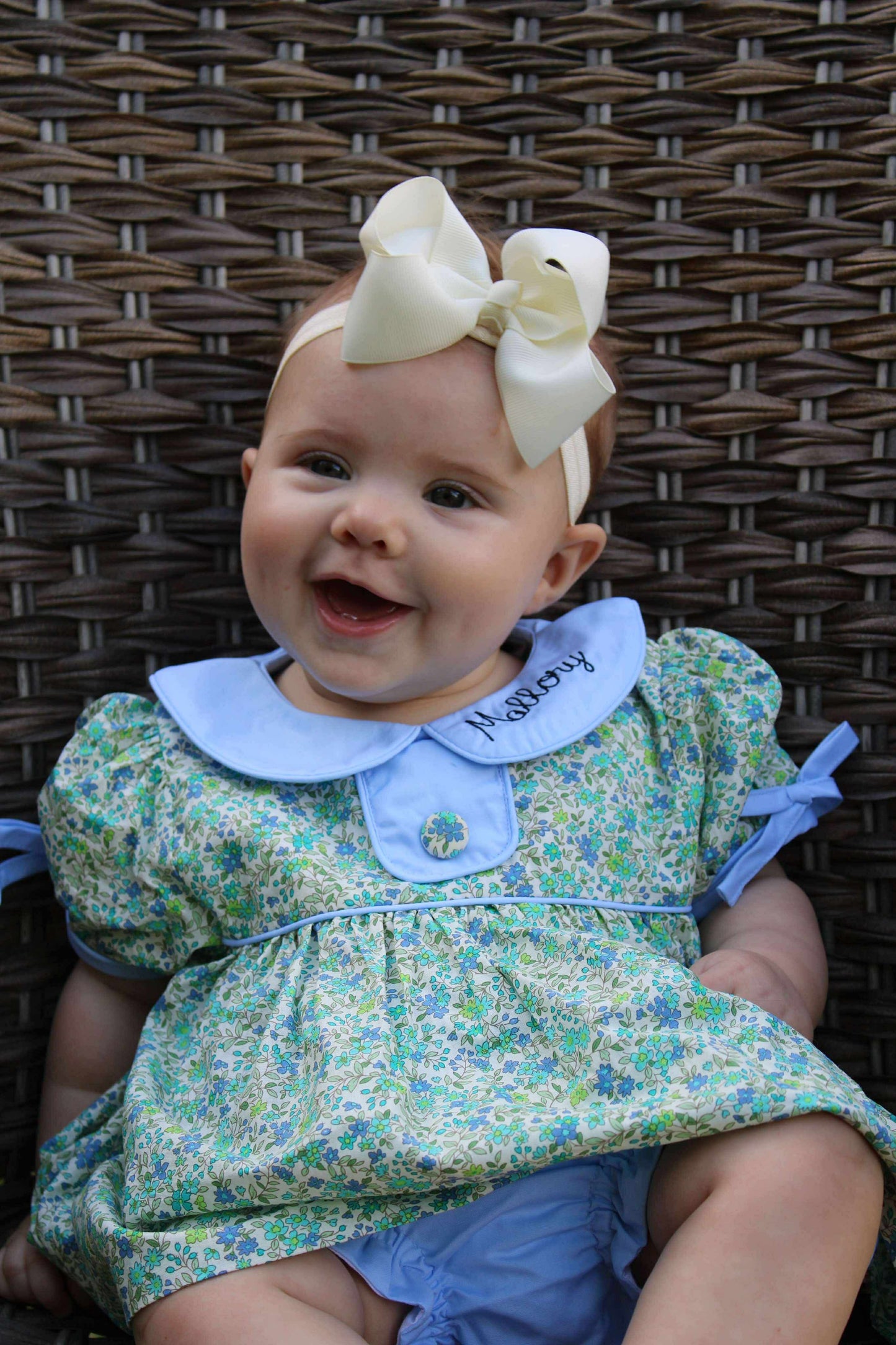 RTS - Blue Collar Floral Diaper Set