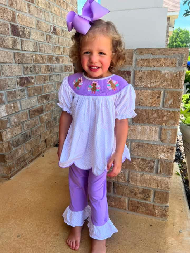 RTS - Girl Turkey Smock Pant Set