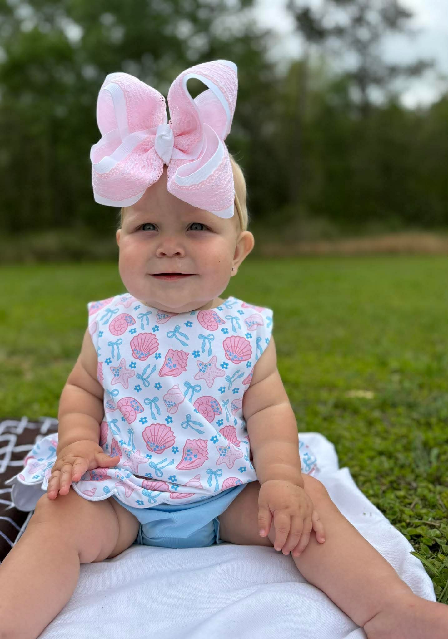RTS - Bow/Seashell Diaper Set