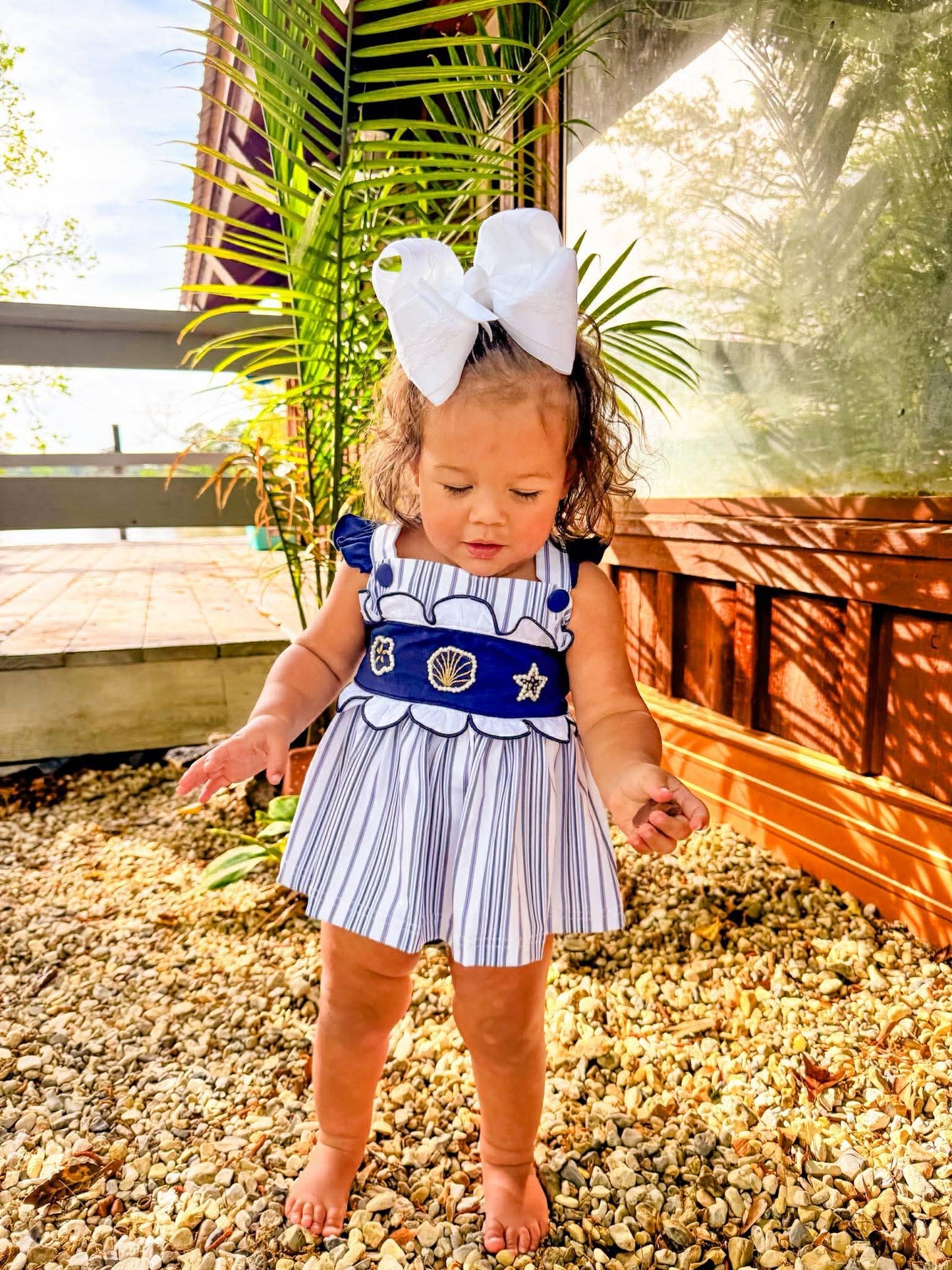 RTS - Girl Navy Seashell Diaper Set