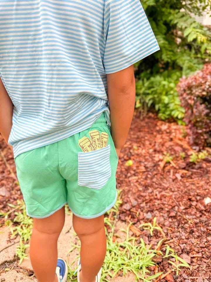 RTS - Boy Mint/Blue Fair Short Set