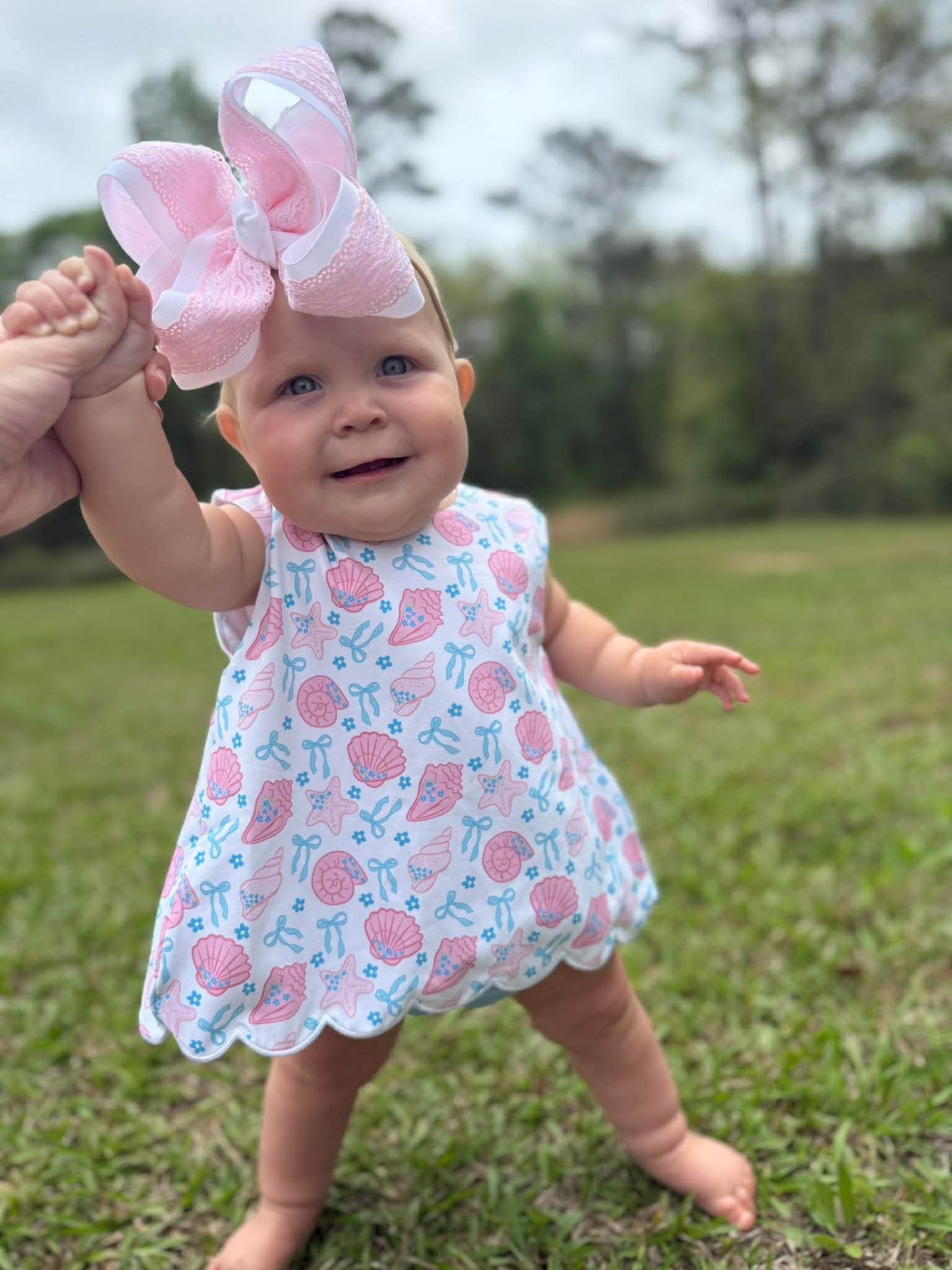 RTS - Bow/Seashell Diaper Set