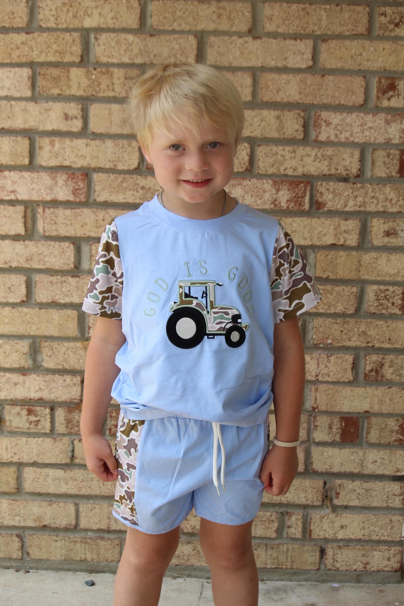 RTS - Blue Camo Tractor Short Set