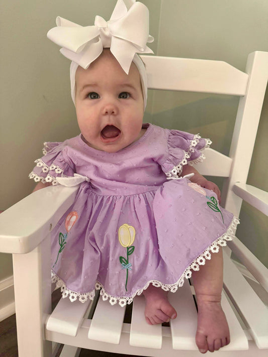 RTS - Purple Flower Diaper Set