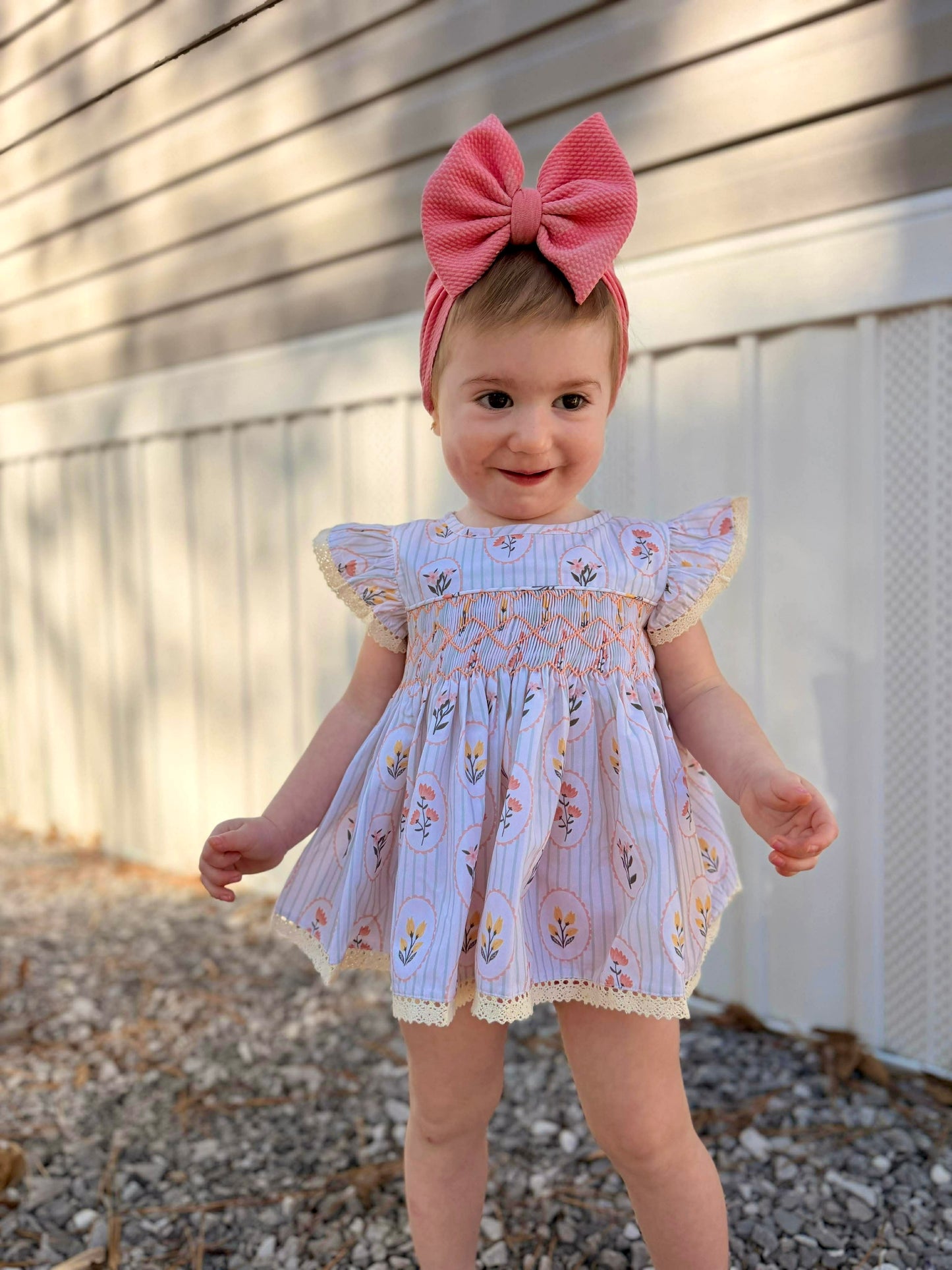 RTS - Pink & Cream Floral Diaper Set