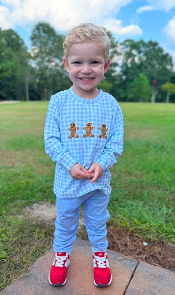RTS - Blue Gingerbread Jogger Set