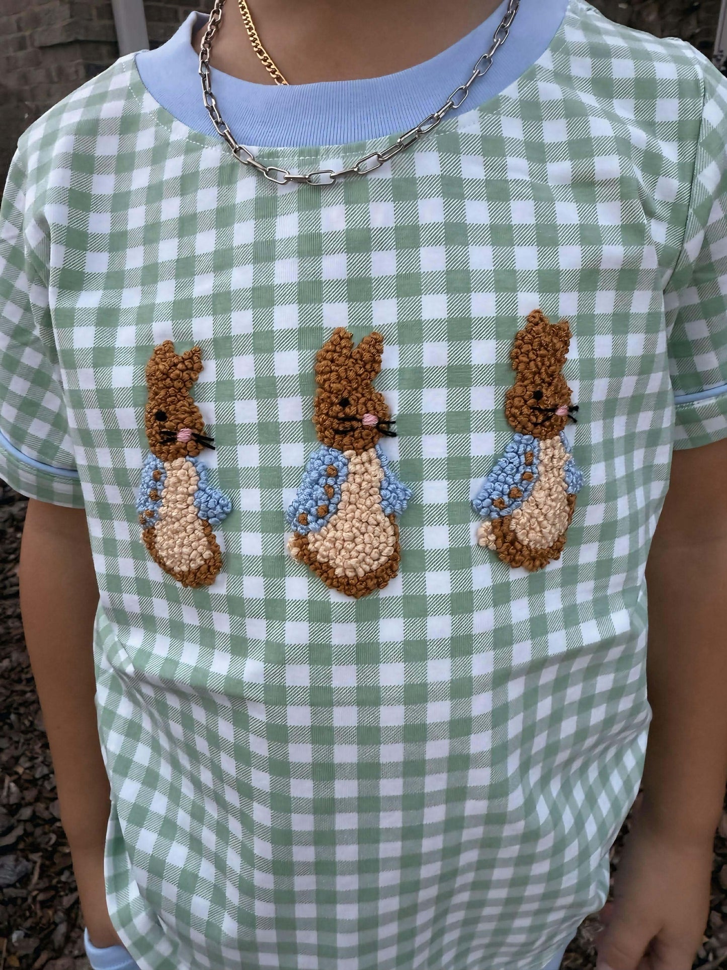 RTS - Boy French Knot Bunny Short Set