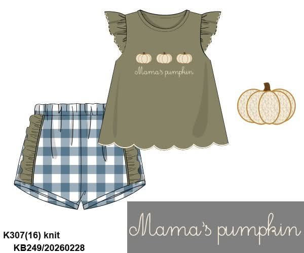 RTS - Girl Mama’s Pumpkin Trio Short Set