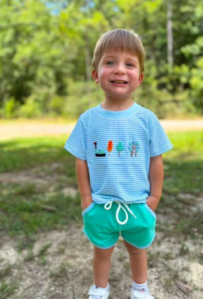 RTS - Boy Mint/Blue Fair Short Set