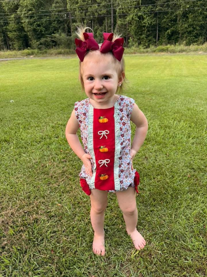 RTS-Crimson Pumpkin/Bow Diaper Set