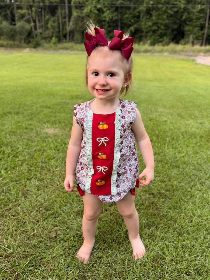 RTS-Crimson Pumpkin/Bow Diaper Set