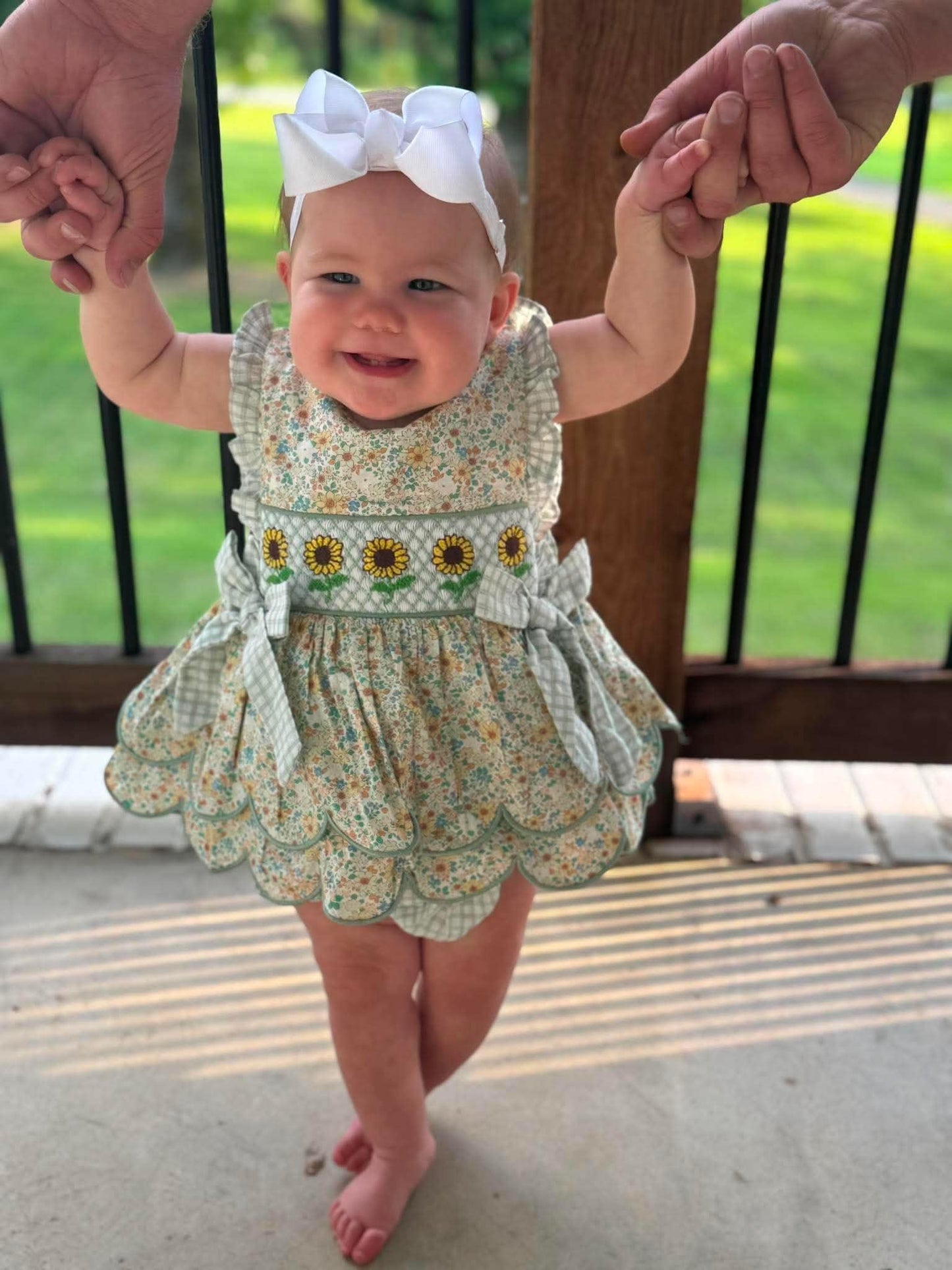 RTS - Sunflower Smock Diaper Set